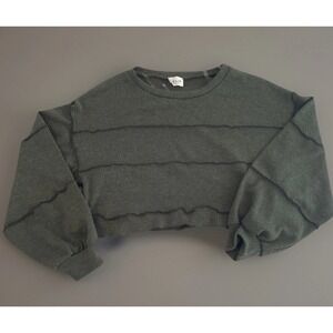 Le Lis Women's XS Olive Ribbed Cropped Knit Sweater Long Sleeve Minimalist